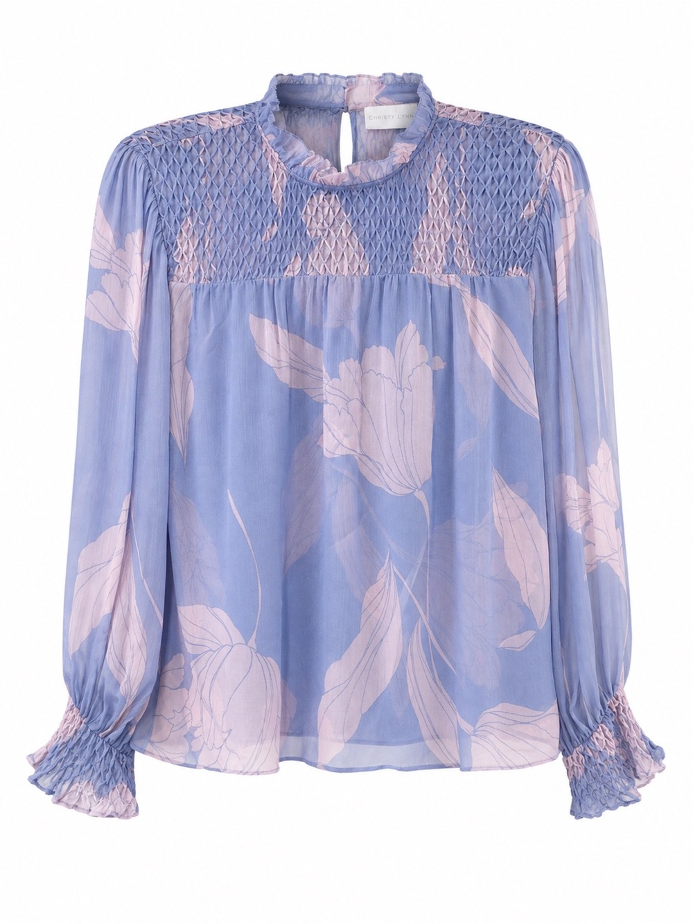 Christy Lynn purple/pink floral 100% silk top, small